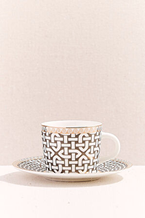 Kahve Link Porselen Espresso Fincanı Krem Kahve