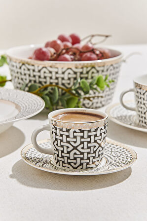 Kahve Link Porselen Espresso Fincanı Krem Kahve