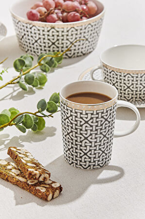 Kahve Link Porselen Kupa Krem Kahve