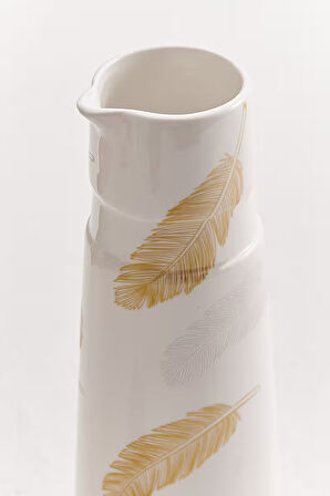 Feather Porselen Karaf Sarı Beyaz