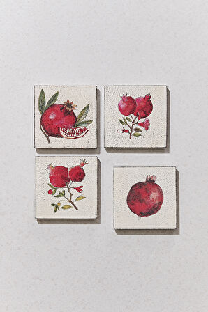 Nar Bardak Altlığı 4'lü Set