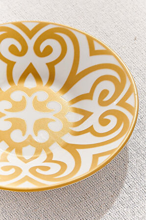 Gold Yonca Porselen Çay Tabağı