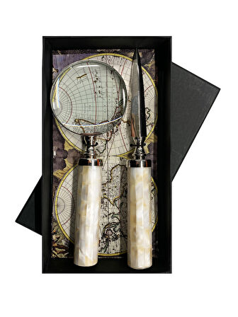 Atlas Büyüteç Zarf Acacagı Seti Sedef