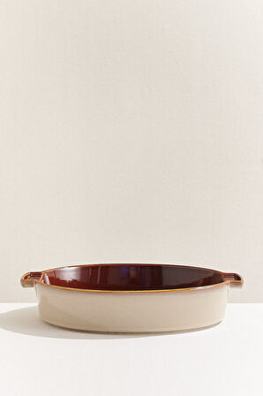 Petek Seramik Oval Fırın Kabı 38.5 cm Amber