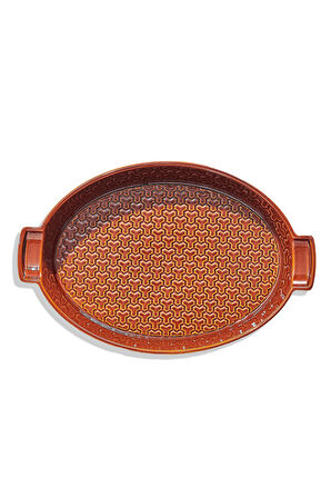 Petek Seramik Oval Fırın Kabı 38.5 cm Amber
