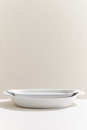 Organic Porselen Oval Fırın Kabı 41 cm Beyaz