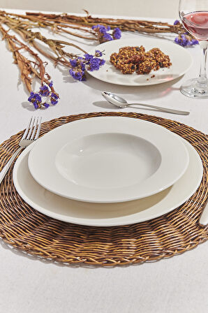 New York Krem Rengi Porselen Çukur Tabak