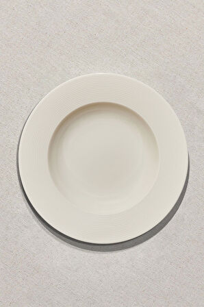 New York Krem Rengi Porselen Çukur Tabak