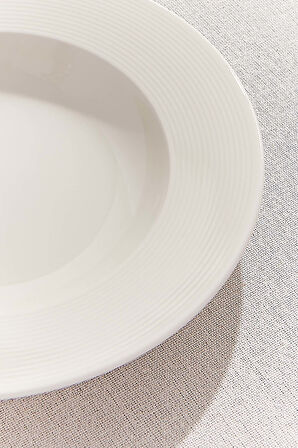 New York Krem Rengi Porselen Çukur Tabak