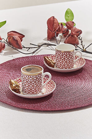 Nezaket Porselen Espresso Fincan Seti 2'li Kırmızı