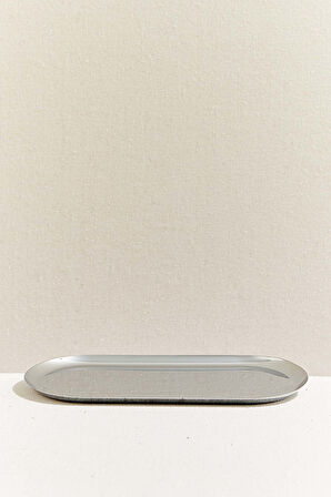 Metal Oval Tepsi 24 cm Silver