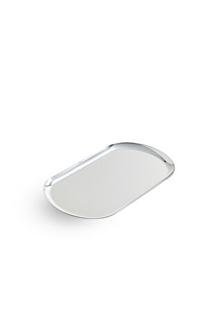 Metal Oval Tepsi 24 cm Silver
