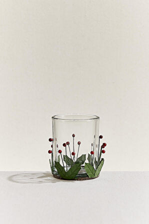 Berry Metal Tealight Mumluk Kırmızı Yeşil