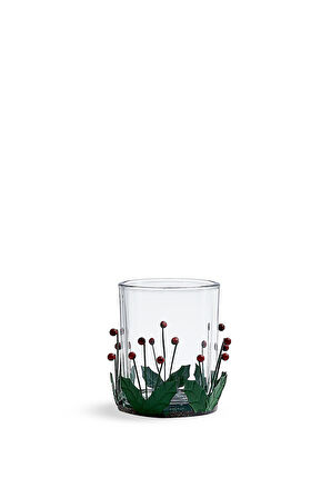 Berry Metal Tealight Mumluk Kırmızı Yeşil