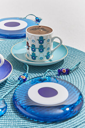 Bereket 2 Porselen Espresso Fincanı Turkuaz