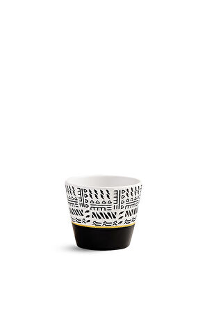 Tribe 4 Seramik Espresso Bardağı Siyah Beyaz
