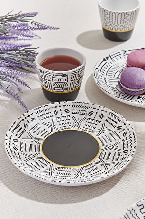 Tribe 2 Seramik Tabak Siyah Beyaz