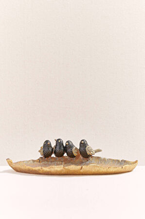 Birdy Leaf Dekoratif Tabak Gold
