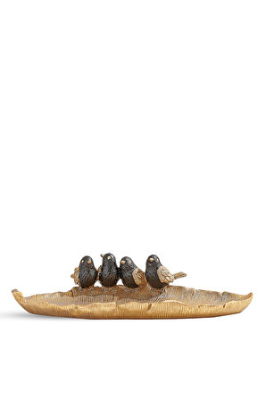 Birdy Leaf Dekoratif Tabak Gold