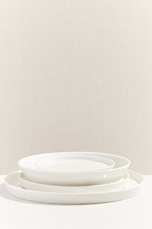 Solid Porselen Pasta Tabağı Beyaz