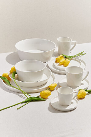 Solid Porselen Çay Fincanı Beyaz