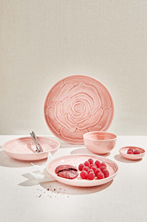 Rose Seramik Yemek Tabağı Pembe