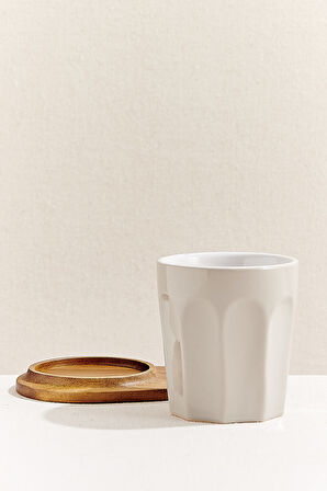 Barista Seramik Kupa Tabaklı Krem