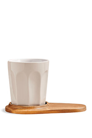 Barista Seramik Kupa Tabaklı Krem