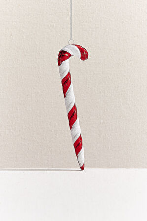 Baston Şeker Ağaç Süsü Kırmızı Beyaz