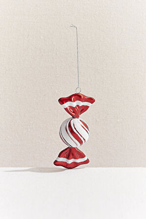 Candy Ağaç Süsü Kırmızı Beyaz