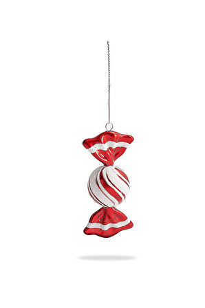 Candy Ağaç Süsü Kırmızı Beyaz