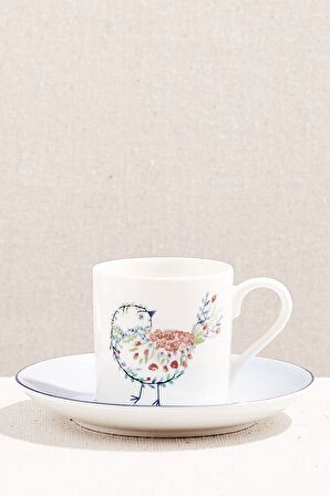 Bird Art Porselen Espresso Fincanı Mavi