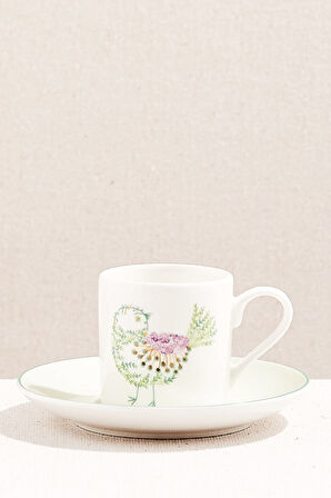 Yeşil Bird Art Porselen Espresso Fincanı