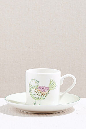 Yeşil Bird Art Porselen Espresso Fincanı