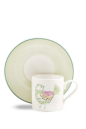 Yeşil Bird Art Porselen Espresso Fincanı