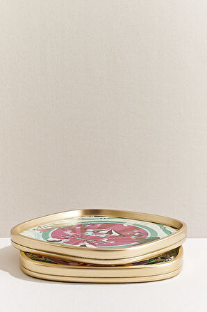 Yılbaşı Ruhu Dekoratif Tepsi Pembe