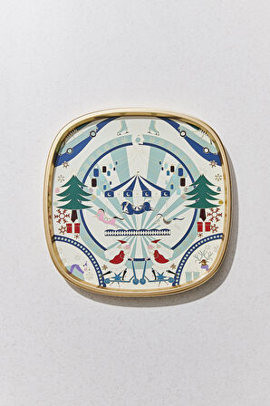 Yılbaşı Ruhu Dekoratif Tepsi Mavi