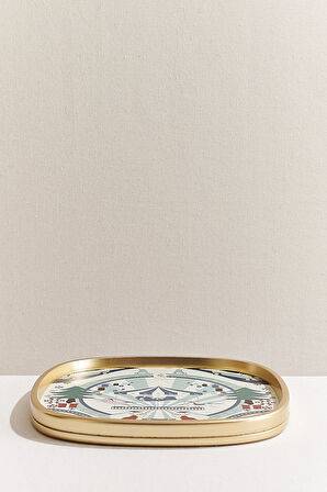 Yılbaşı Ruhu Dekoratif Tepsi Mavi