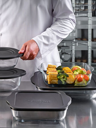 Plastik Siyah Kapaklı Saklama Kabı 840 cc