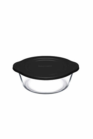 Plastik Siyah Kapaklı Saklama Kabı 1460 cc