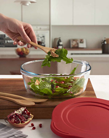 Plastik Kırmızı Kapaklı Saklama Kabı 1.4 L