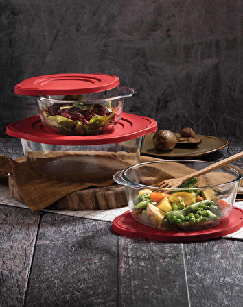 Plastik Kırmızı Kapaklı Saklama Kabı 1.4 L