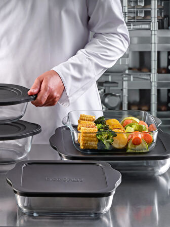 Kare Siyah Kapaklı Borcam Saklama Kabı 3.2 L