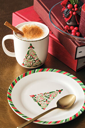 Yeni Yıl Ağacı Porselen Pasta Tabağı