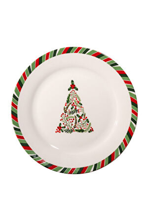 Yeni Yıl Ağacı Porselen Pasta Tabağı