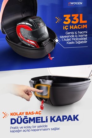 WG33 KARBON ARKA ÇANTA 33 LİTRE (SIRT DAYAMALI) PREMIUM SİYAH + KARBON DİZLİK HEDİYE