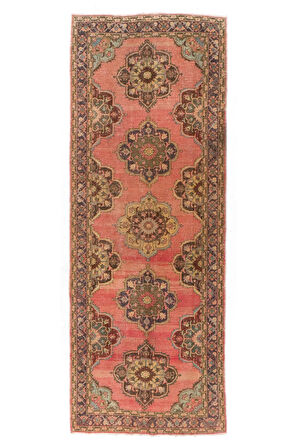 145x400 cm El Yapımı Eski Konya-Sille Yolluk Halı. Koridor Halısı, Antre Hol Halı
