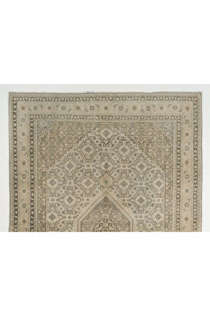 164x234 cm Nötr Renklerde El Düğümlü Eski Anadolu Uşak Halısı, El Yapımı Oturma Odası Halısı