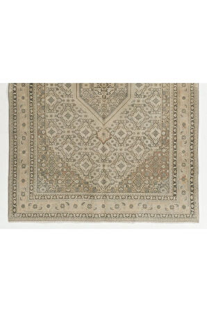 164x234 cm Nötr Renklerde El Düğümlü Eski Anadolu Uşak Halısı, El Yapımı Oturma Odası Halısı