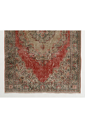 176x286 cm Eski El Düğümlü Türk Halısı, Kırmızı ve Kahverengi Tonlarda Madalyonlu Halı